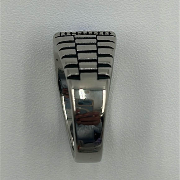 2043- Royal Blue Color Cubic Zirconia Handmade Men's Ring Size 13.5 NWT - Picture 6 of 8